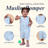 Coral Starfish Muslin Double Layer Baby Romper
